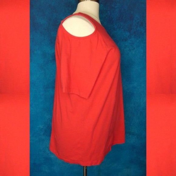 Roaman's Coral Cold Shoulder Top Size 22/24 - Picture 6 of 8